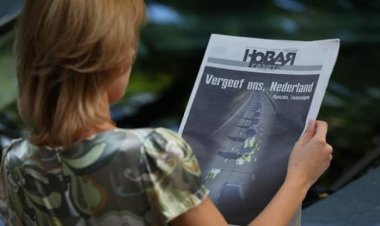 ألقاء مادة كيميائية مجهولة  عند مدخل مقرّ صحيفة روسية معارضة