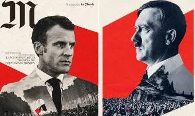 ماكرون يقدم شكوى بعد عرض ملصقات تصوره على شكل هتلر