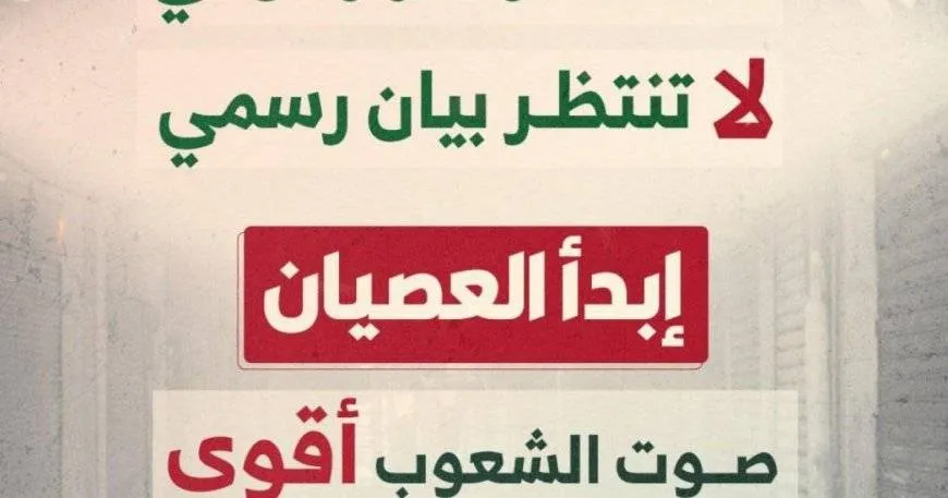 «#عصيان_مدني_حتى _تتوقف_ الإبادة».. حملةٌ شعبيَّة كبيرة للتَّضامن مع غزَّة ووقف حرب الإبادة الجماعيَّة