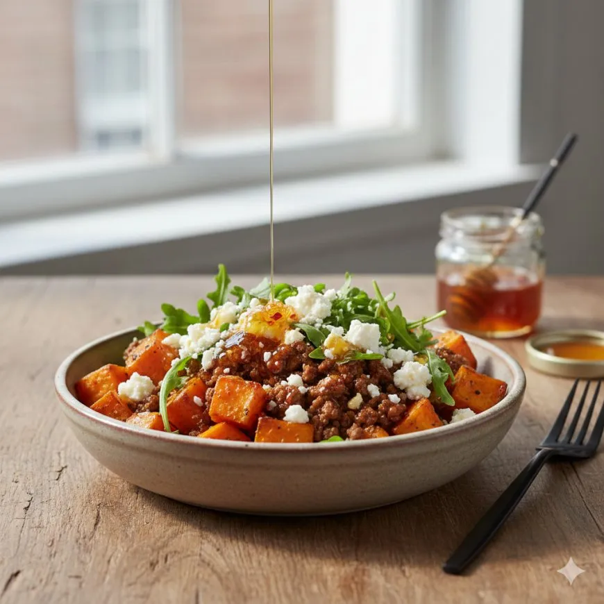 وجبة العام 2026: كيف تحضرين "وعاء البطاطا الحلوة واللحم بالعسل الحار"