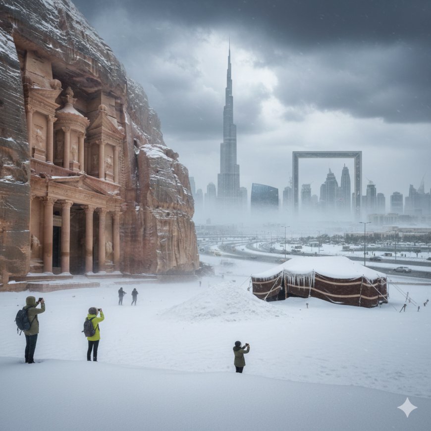 إنذار أبيض: موجة صقيع تاريخية وثلوج تغطي مرتفعات العالم العربي في شتاء 2026