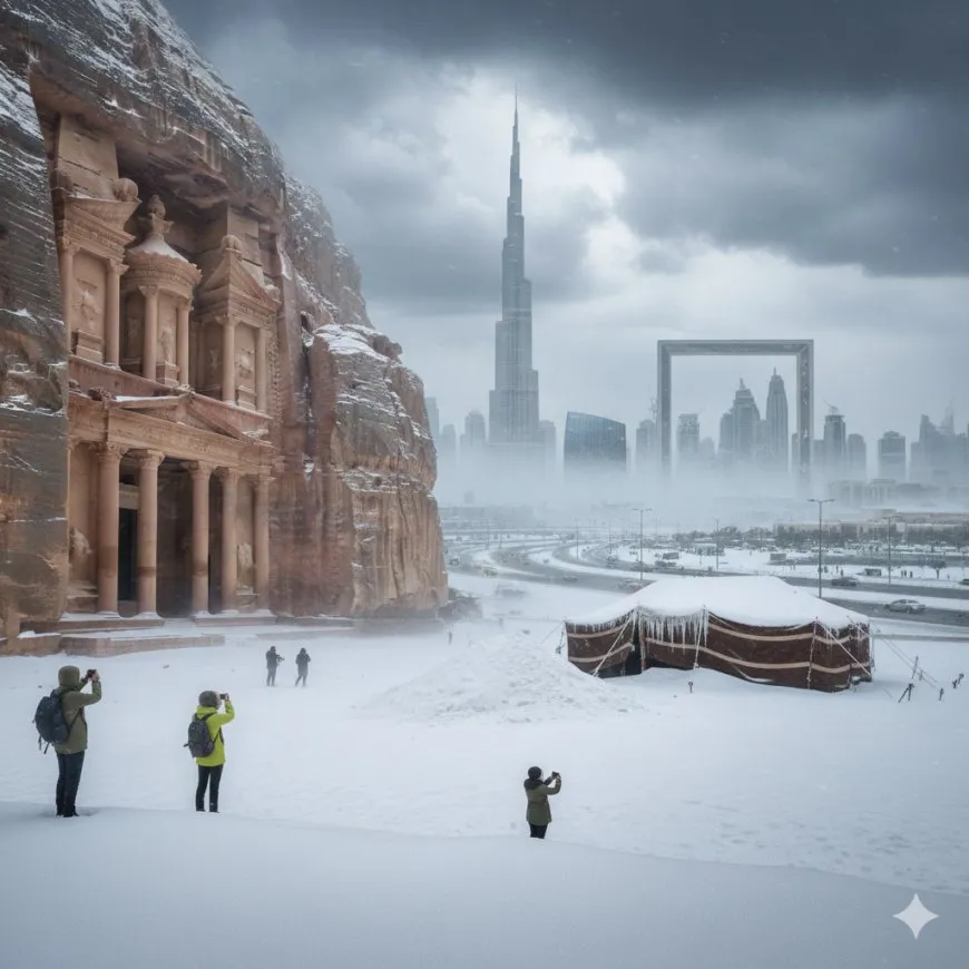 إنذار أبيض: موجة صقيع تاريخية وثلوج تغطي مرتفعات العالم العربي في شتاء 2026