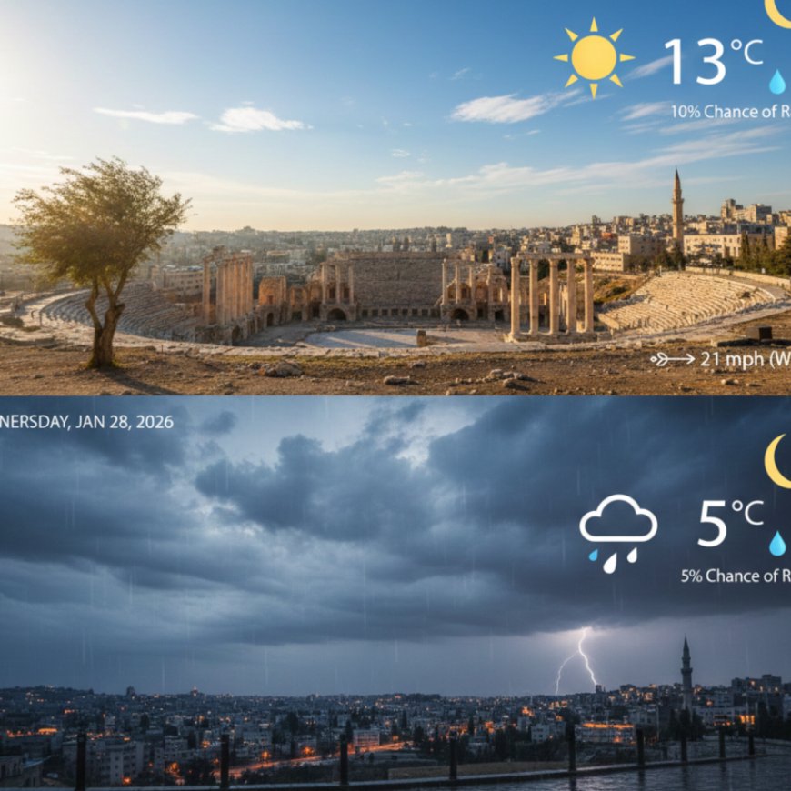 طقس الأردن الأربعاء: انخفاض الحرارة ومنخفض جوي محتمل