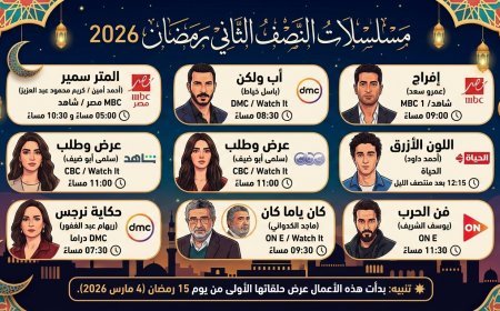 قائمة مسلسلات النصف الثاني من رمضان 2026 ومواعيد العرض والقنوات