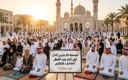 الجمعة 20 مارس/اذار اول ايام عيد الفطر 2026 في أغلب الدول العربية والإسلامية