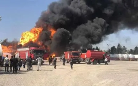 توقف العمل بمصفاة لاناز في أربيل العراقية عقب اندلاع حريق ضخم