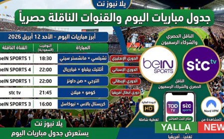 جدول مباريات اليوم والقنوات الناقلة حصرياً