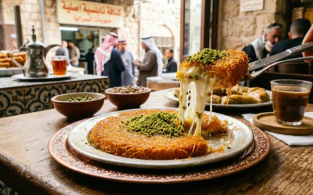 طريقة تحضير الكنافة النابلسية في المنزل بالجبنة المطاطية