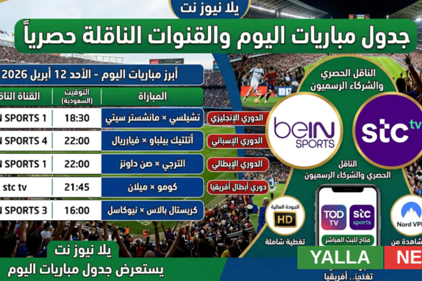 جدول مباريات اليوم والقنوات الناقلة حصرياً