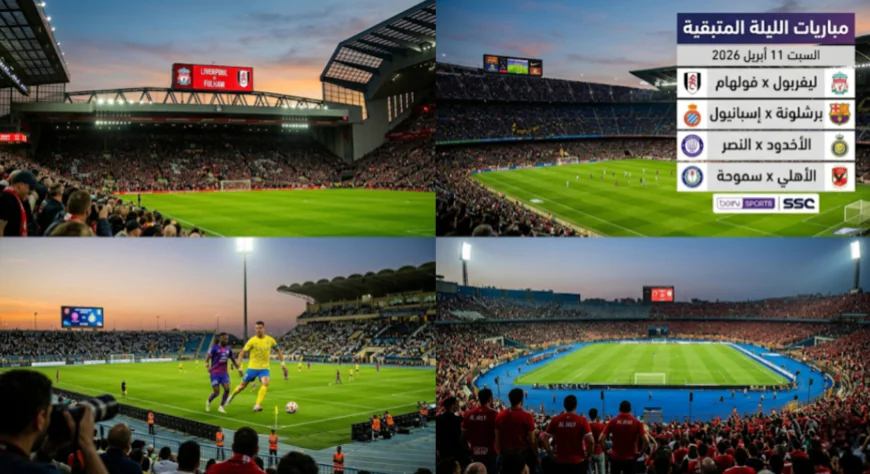 جدول مباريات اليوم السبت 11 أبريل 2026 والقنوات الناقلة