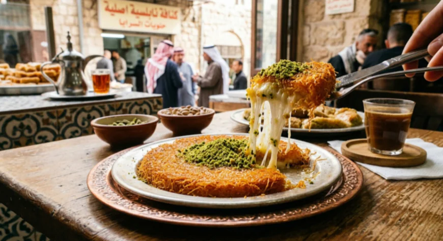 طريقة تحضير الكنافة النابلسية في المنزل بالجبنة المطاطية