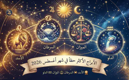 الأبراج الأكثر حظاً في أغسطس 2026: بوابات الوفرة والإنفراجات الفلكية