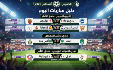 دليل مباريات اليوم الخميس 27 أغسطس 2026 والقنوات الناقلة
