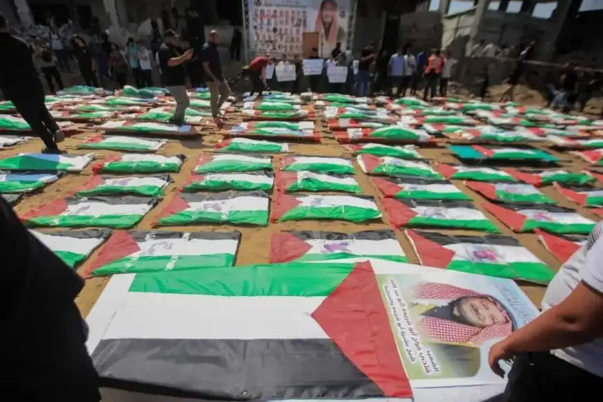 تشييع 112 شهيداً في أكبر جنازة بتاريخ القضية الفلسطينية بغزة